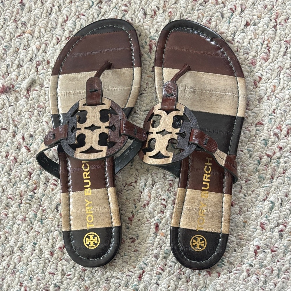 Tory Burch Brown and Tan Sandals